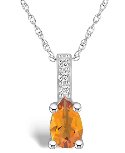 Macy's Citrine (7/8 Ct. t.w.) and Diamond Accent Pendant Necklace in 14K Gold