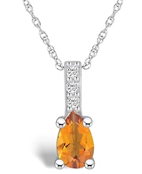 Macy's Citrine (7/8 Ct. t.w.) and Diamond Accent Pendant Necklace in 14K Gold