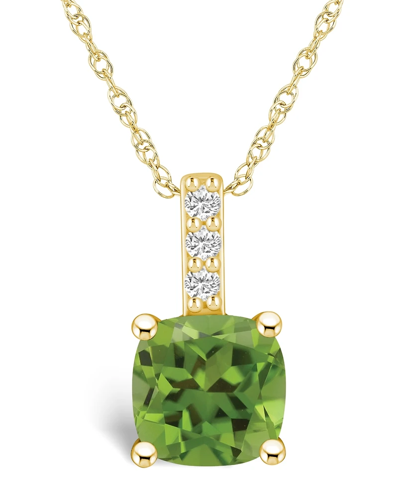 Macy's Peridot (-/ Ct. T.w.) and Diamond Accent Pendant Necklace in 14K Gold