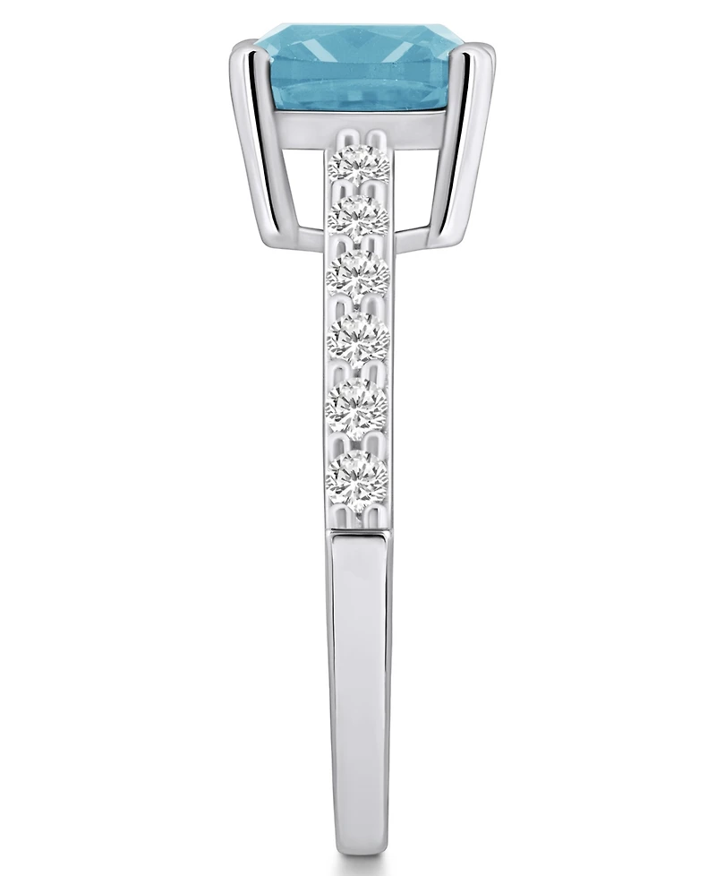 Macy's Aquamarine (2 Ct. T.w.) and Diamond (1/3 Ring 14K White Gold