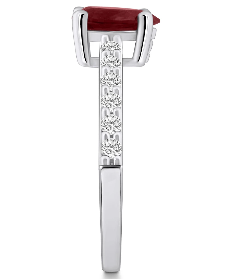 Macy's Garnet (1-1/10 Ct. T.w.) and Diamond (1/3 Ring 14K White Gold
