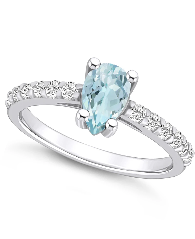 Macy's Aquamarine (3/4 Ct. T.w.) and Diamond (1/3 Ring 14K White Gold