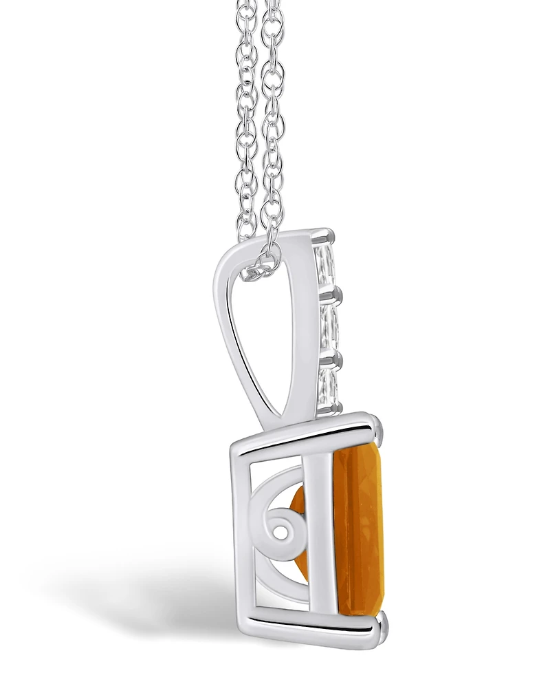 Macy's Citrine (1-5/8 Ct. T.w.) and Diamond Accent Pendant Necklace in 14K Gold