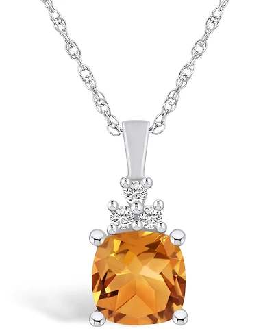 Macy's Citrine (2 Ct. T.w.) and Diamond (1/10 Ct. T.w.) Pendant Necklace in 14K Gold