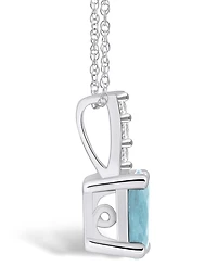 Macy's Aquamarine (1-1/7 Ct. T.w.) and Diamond Accent Pendant Necklace in 14K Gold