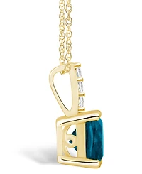 Macy's London Blue Topaz (-/ Ct. T.w.) and Diamond Accent Pendant Necklace in 14K Gold