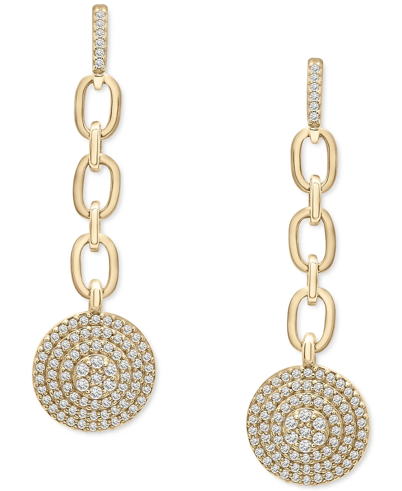 Wrapped in Love Diamond Circle Cluster Chain Drop Earrings (3/4 ct. t.w.) in 14k Gold, Created for Macy's