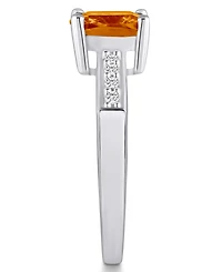 Macy's Citrine and Diamond Ring (2 ct.t.w 1/8 ct.t.w) 14K White Gold