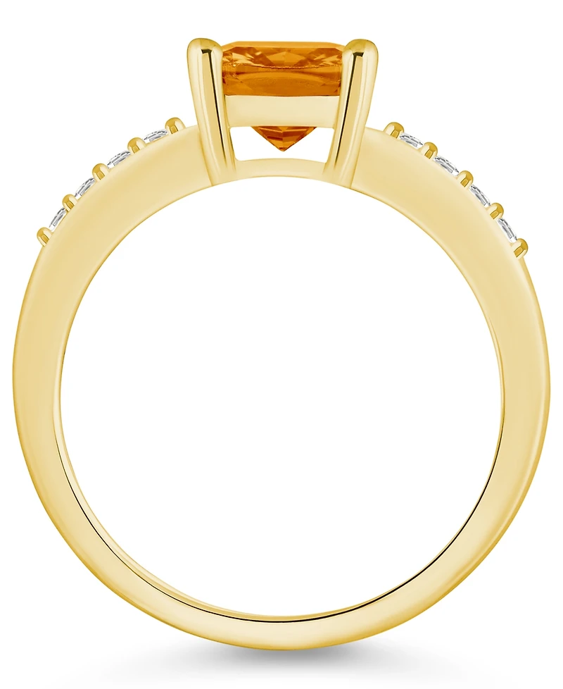 Macy's Citrine and Diamond Ring (2 ct.t.w 1/8 ct.t.w) 14K Yellow Gold