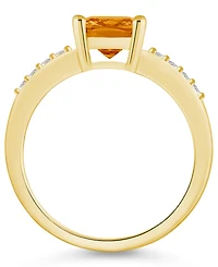 Macy's Citrine and Diamond Ring (2 ct.t.w 1/8 ct.t.w) 14K Yellow Gold