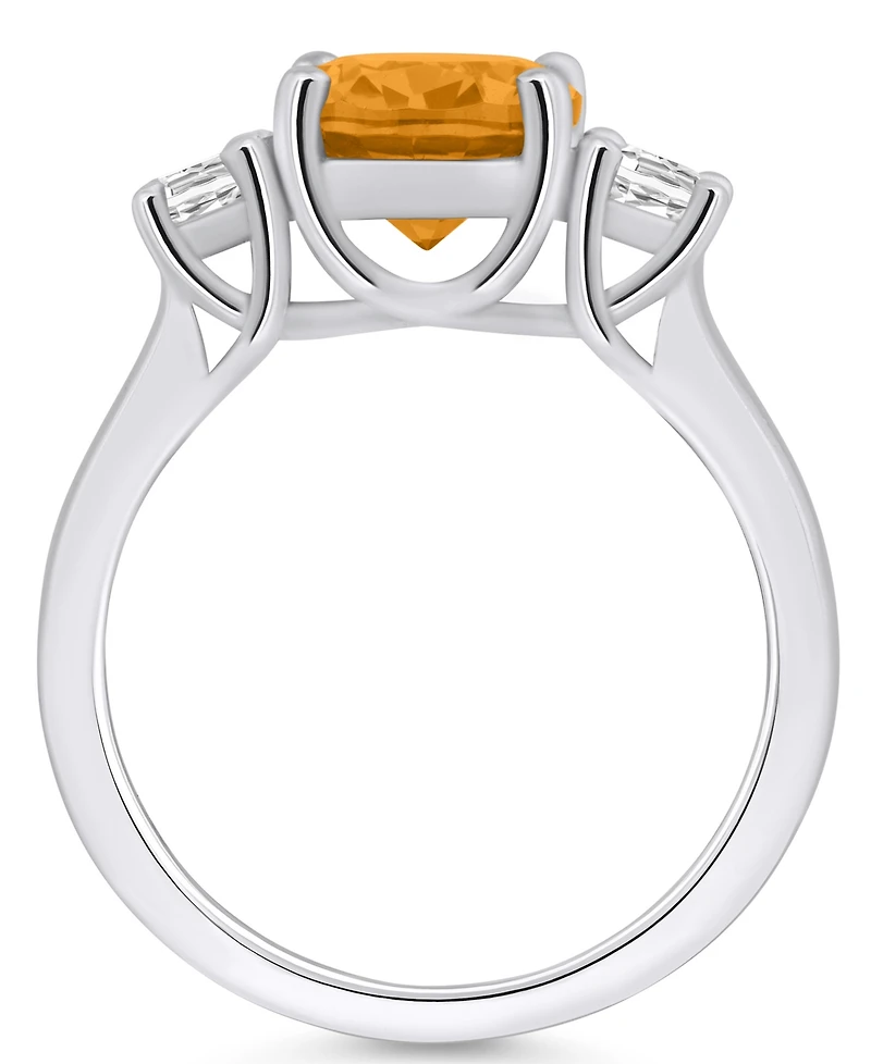 Macy's Citrine and Diamond Ring (2-1/2 ct.t.w 1/3 ct.t.w) 14K White Gold