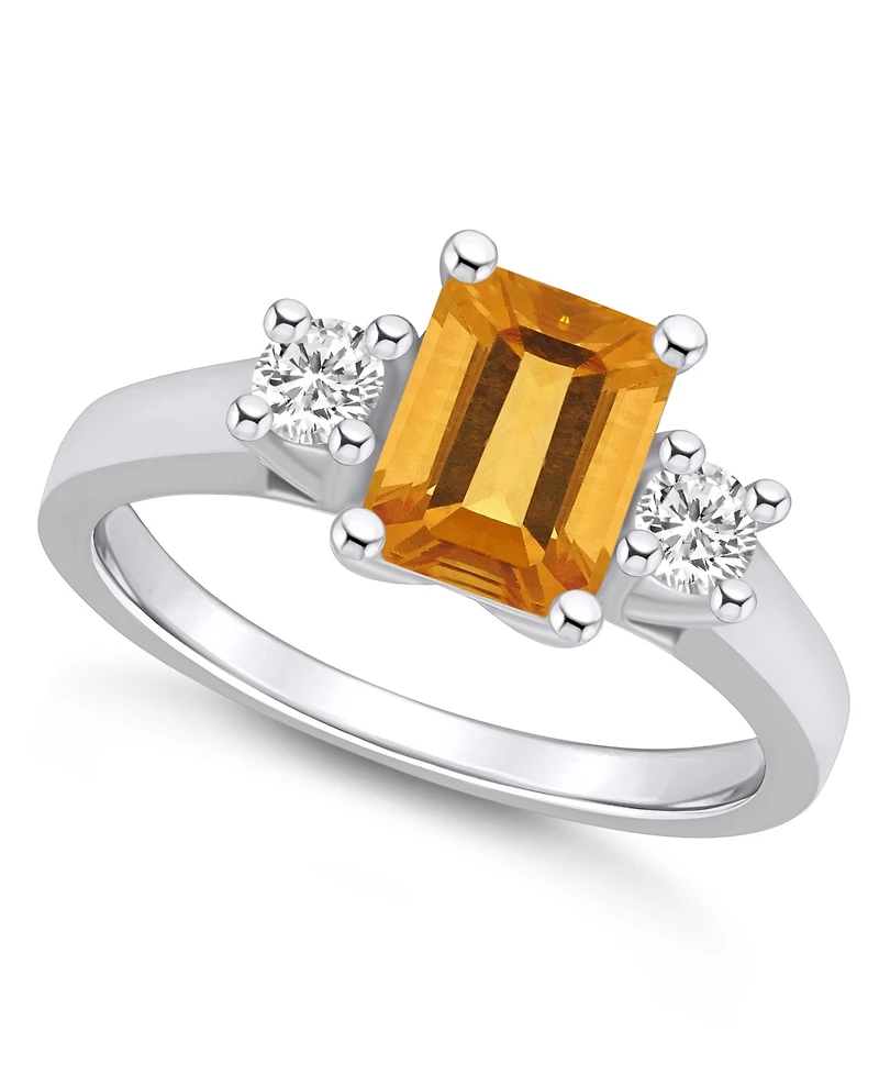 Macy's Citrine and Diamond Ring (1-5/8 ct.t.w 1/4 ct.t.w) 14K White Gold