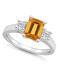 Macy's Citrine and Diamond Ring (1-5/8 ct.t.w 1/4 ct.t.w) 14K White Gold