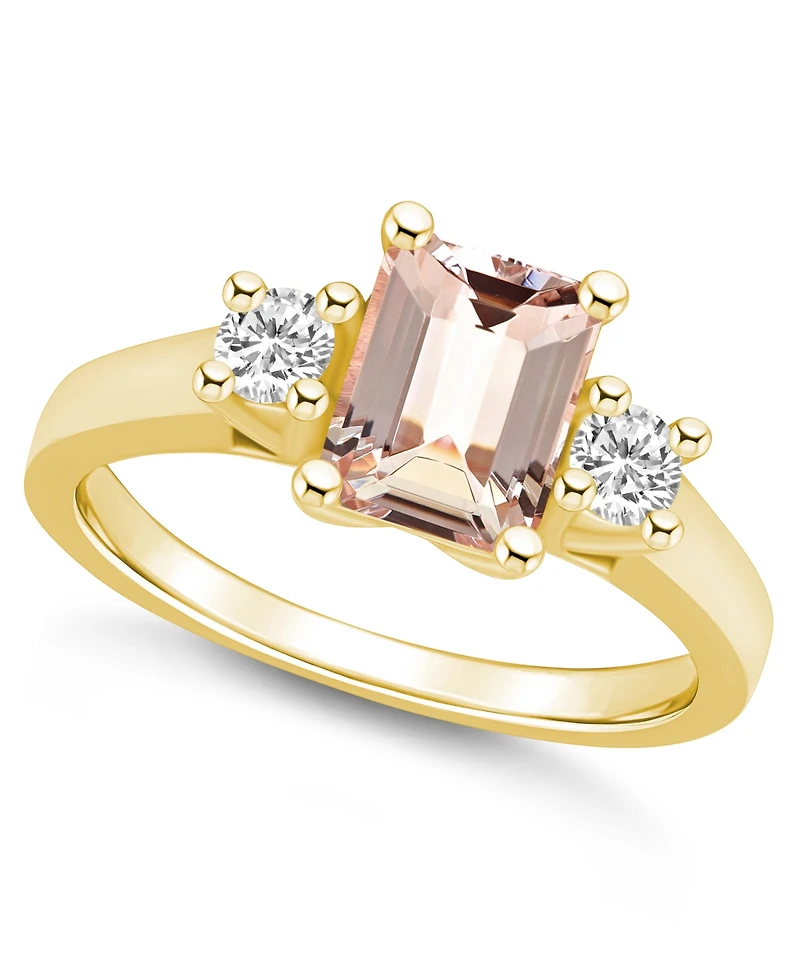 Macy's Morganite and Diamond Ring (1-3/8 ct.t.w 1/4 ct.t.w) 14K Yellow Gold