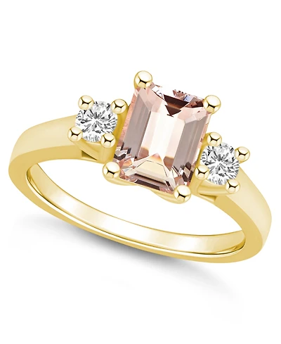 Macy's Morganite and Diamond Ring (1-3/8 ct.t.w 1/4 ct.t.w) 14K Yellow Gold