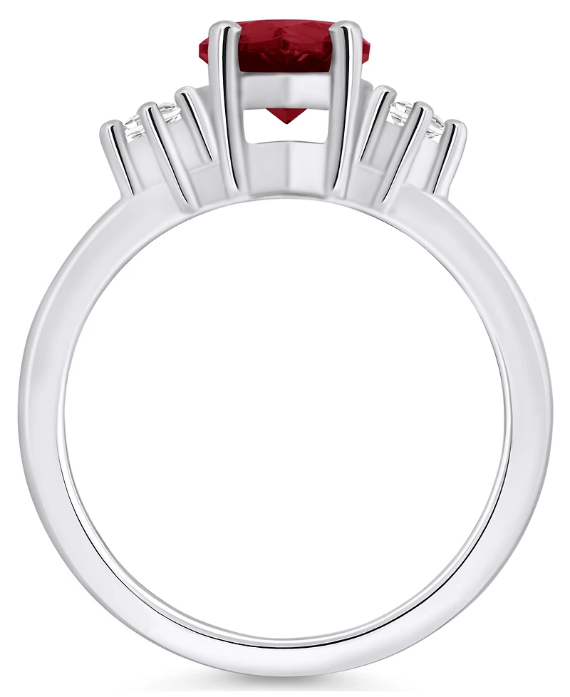 Macy's Garnet and Diamond Ring (1-3/4 ct.t.w 1/10 ct.t.w) 14K White Gold