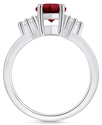 Macy's Garnet and Diamond Ring (1-3/4 ct.t.w 1/10 ct.t.w) 14K White Gold