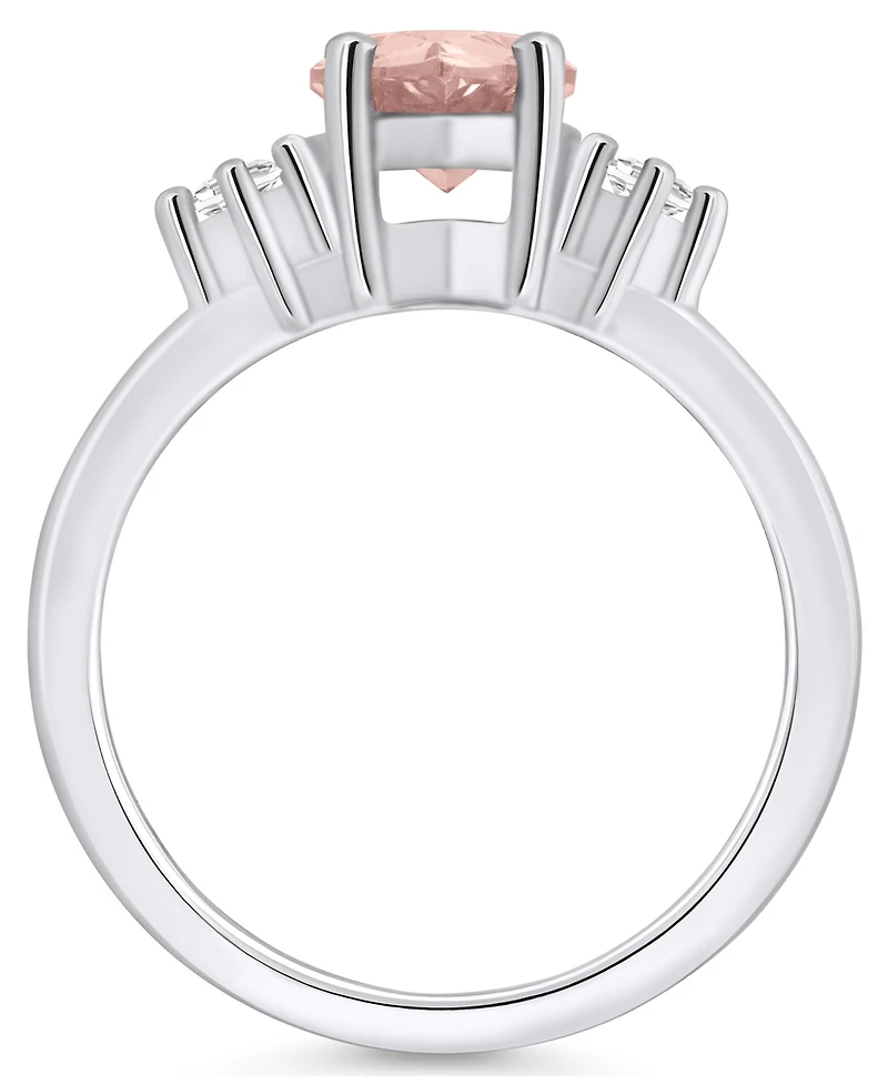 Macy's Morganite and Diamond Ring (1-5/8 ct.t.w 1/10 ct.t.w) 14K White Gold