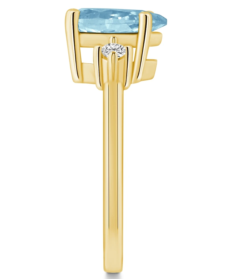 Macy's Aquamarine and Diamond Ring (1-5/8 ct.t.w 1/10 ct.t.w) 14K Yellow Gold
