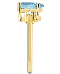 Macy's Aquamarine and Diamond Ring (1-5/8 ct.t.w 1/10 ct.t.w) 14K Yellow Gold