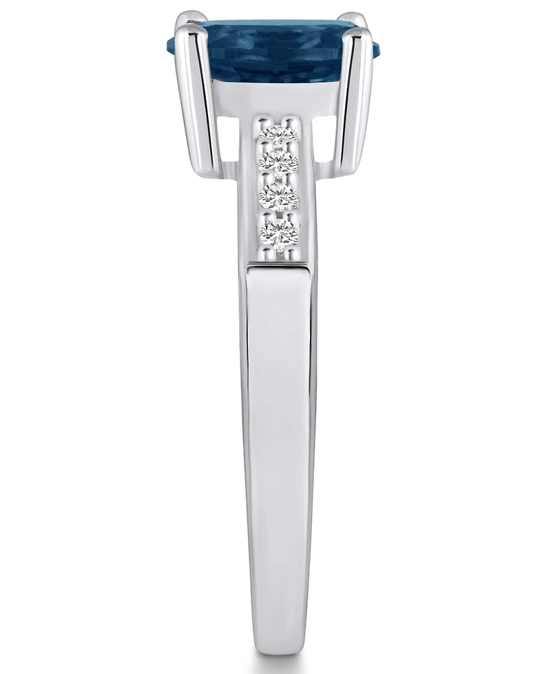Macy's London Blue Topaz and Diamond Ring (1-5/8 ct.t.w 1/8 ct.t.w) 14K White Gold