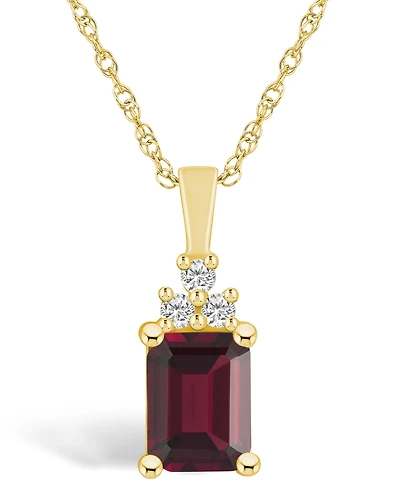 Macy's Garnet (2 Ct. T.w.) and Diamond (1/10 Ct. T.w.) Pendant Necklace in 14K Yellow Gold