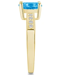 Macy's Blue Topaz and Diamond Ring (1- 5/8 ct.t.w 1/8 ct.t.w) 14K Yellow Gold