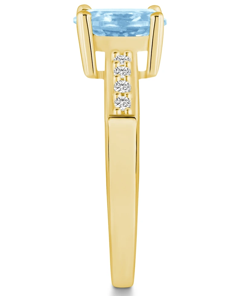 Macy's Aquamarine and Diamond Ring (1- 1/7 ct.t.w 1/8 ct.t.w) 14K Yellow Gold