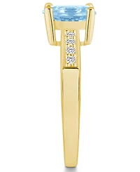 Macy's Aquamarine and Diamond Ring (1- 1/7 ct.t.w 1/8 ct.t.w) 14K Yellow Gold
