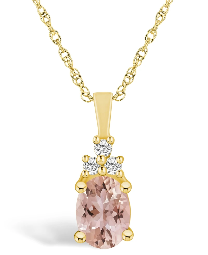 Macy's Morganite (1-1/7 Ct. T.w.) and Diamond (1/10 Ct. T.w.) Pendant Necklace in 14K Yellow Gold