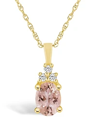 Macy's Morganite (1-1/7 Ct. T.w.) and Diamond (1/10 Ct. T.w.) Pendant Necklace in 14K Yellow Gold