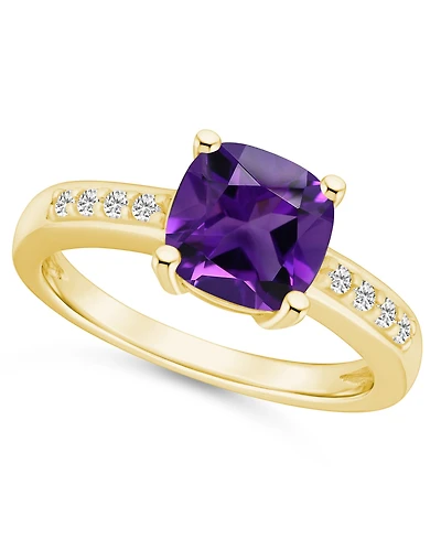 Macy's Amethyst and Diamond Ring (2 ct.t.w 1/8 ct.t.w) 14K Yellow Gold