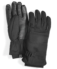 Ur Gloves Men's Waterproof Belted Puffer Gloves with Faux-Fur Lining