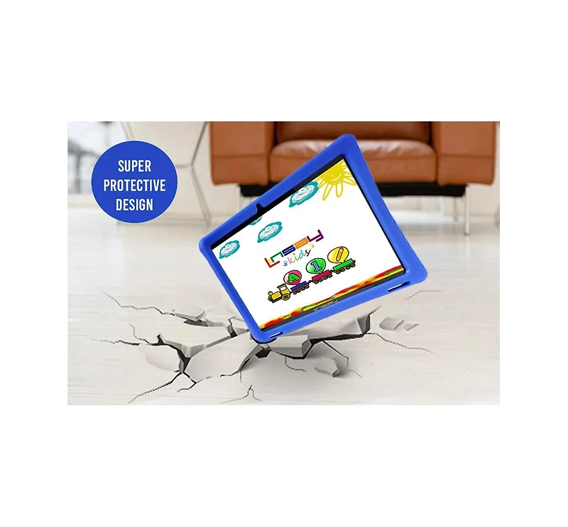 Linsay New 10.1" Funny Kids Tablet Octa Core 128GB with Green Kids Defender Case and Back pack New Android 13