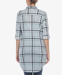 White Mark Women's Plaid Tunic Top Shirt