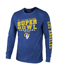 Men's Majestic Threads Royal Los Angeles Rams 2-Time Super Bowl Champions Loudmouth Long Sleeve T-shirt