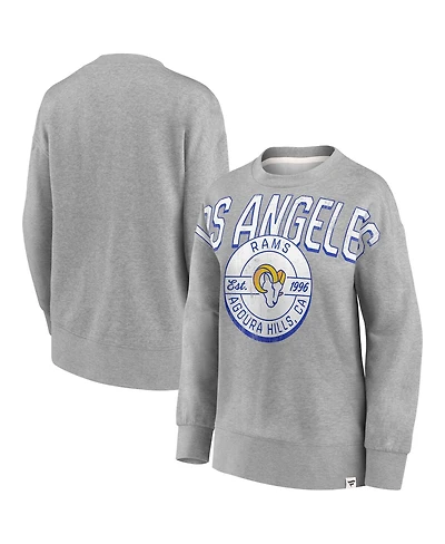 Women's Fanatics Heathered Gray Los Angeles Rams Jump Distribution Pullover Sweatshirt