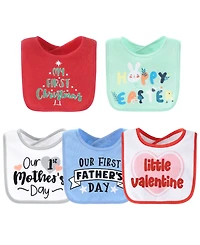 The Peanutshell Baby Boys Terry Feeding Bibs, 10 Pack, Holiday