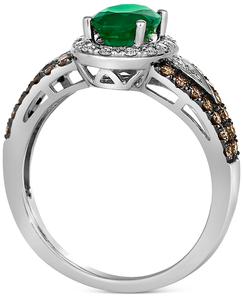 Le Vian Emerald (7/8 ct. t.w.) & Diamond (1/2 ct. t.w.) Halo Ring in 14k White Gold