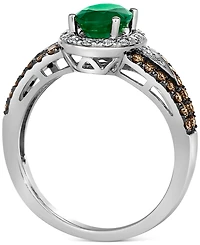 Le Vian Emerald (7/8 ct. t.w.) & Diamond (1/2 ct. t.w.) Halo Ring in 14k White Gold