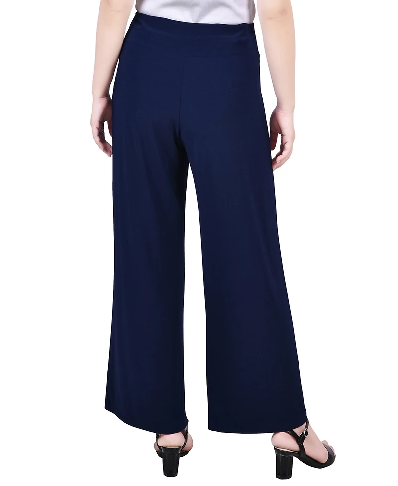 Ny Collection Petite Cropped Solid Pull On Pants with Sash