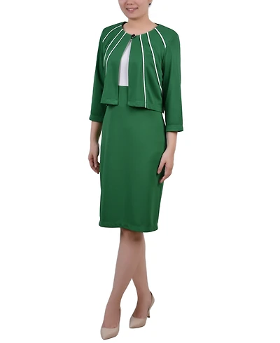 Ny Collection Petite Two Piece Jacket and Dress Set