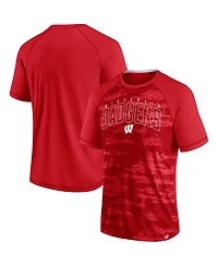 Men's Fanatics Red Wisconsin Badgers Arch Outline Raglan T-shirt