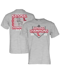 Men's Blue 84 Heathered Gray Ole Miss Rebels 2022 Ncaa Men's Baseball College World Series Champions Schedule T-shirt