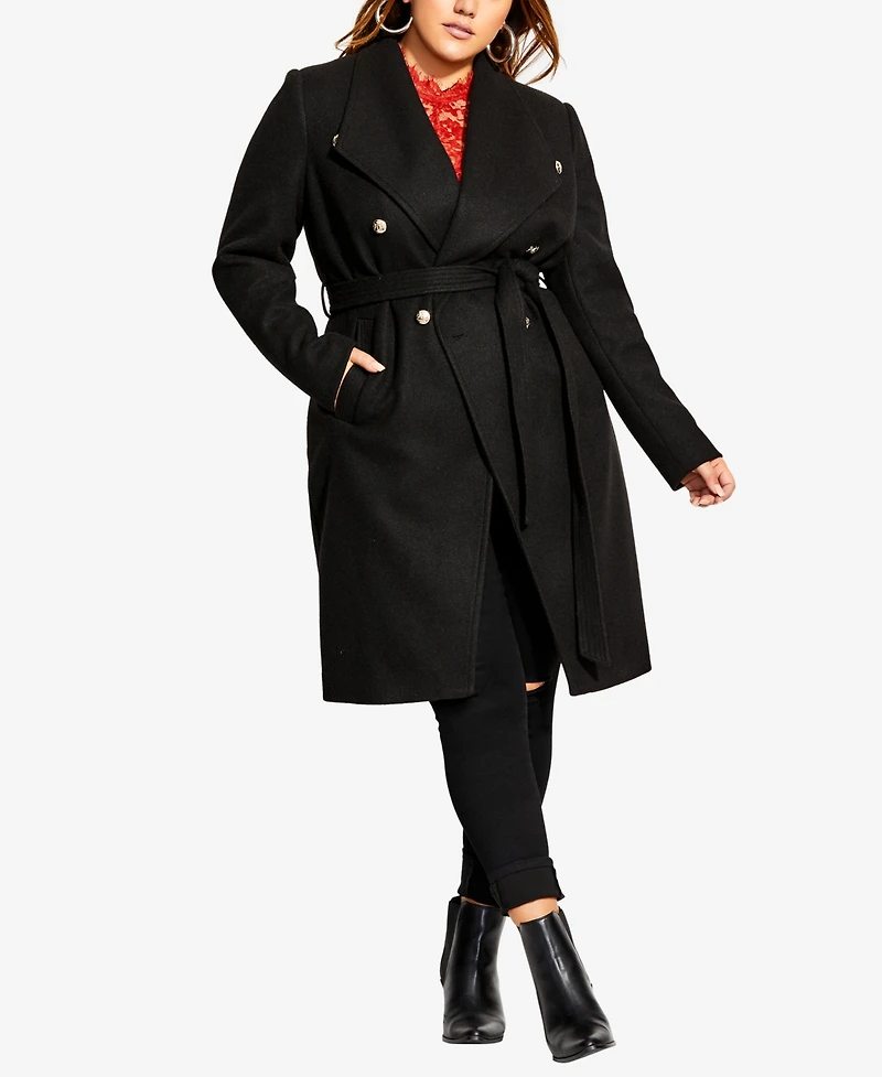 City Chic Plus Sassy Military Coat