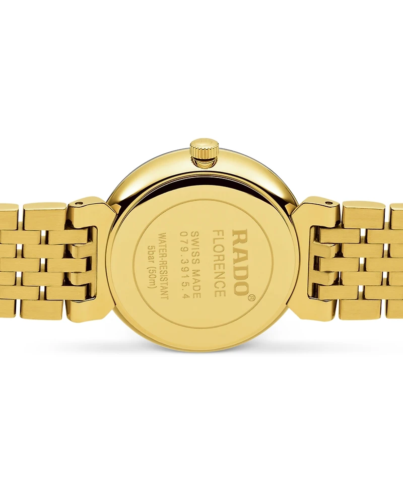 Rado Women's Swiss Florence Classic Diamond Accent Gold Tone Stainless Steel Bracelet Watch 30mm