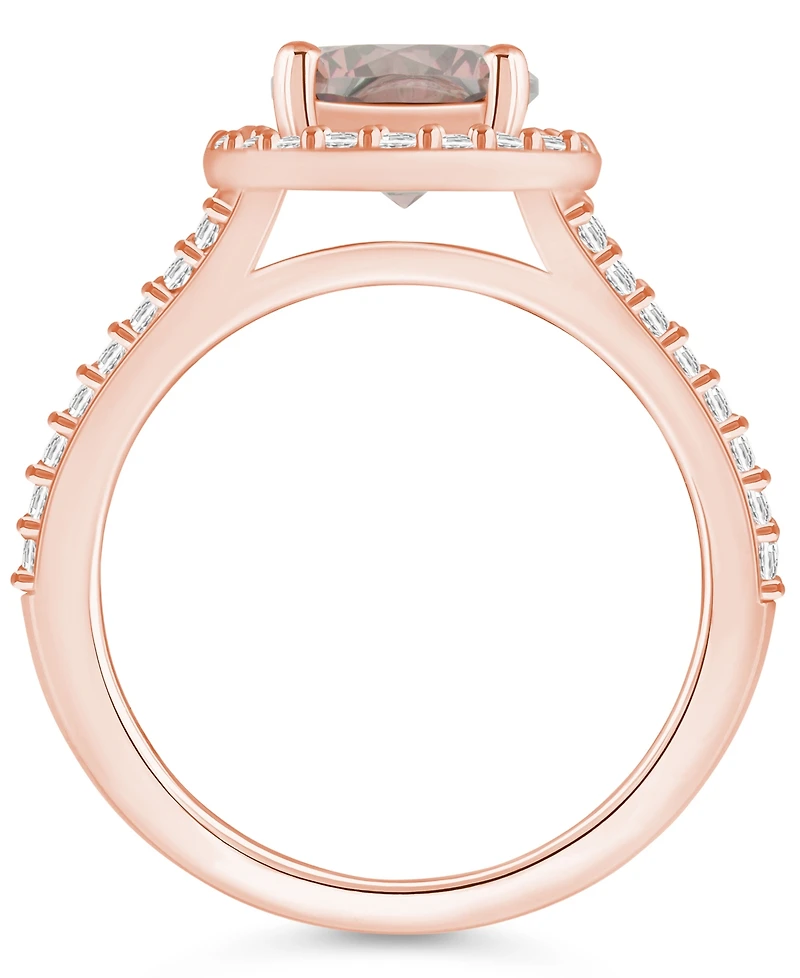 Macy's Morganite (1-7/8 ct. t.w.) and Diamond (1/2 Halo Ring 14K Rose Gold