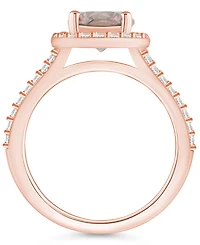 Macy's Morganite (1-7/8 ct. t.w.) and Diamond (1/2 Halo Ring 14K Rose Gold