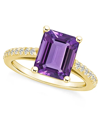 Macy's Amethyst (3-1/7 ct. t.w.) and Diamond (1/4 Ring 14K Yellow Gold