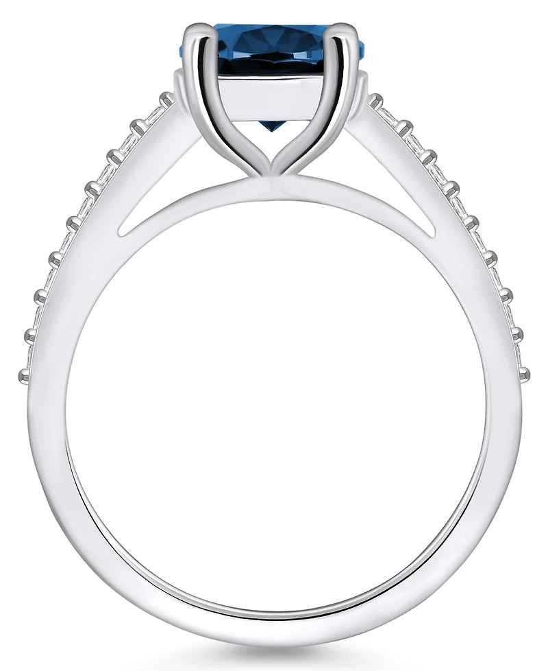 Macy's London Blue Topaz (3-5/8 ct. t.w.) and Diamond (1/4 Ring 14K White Gold
